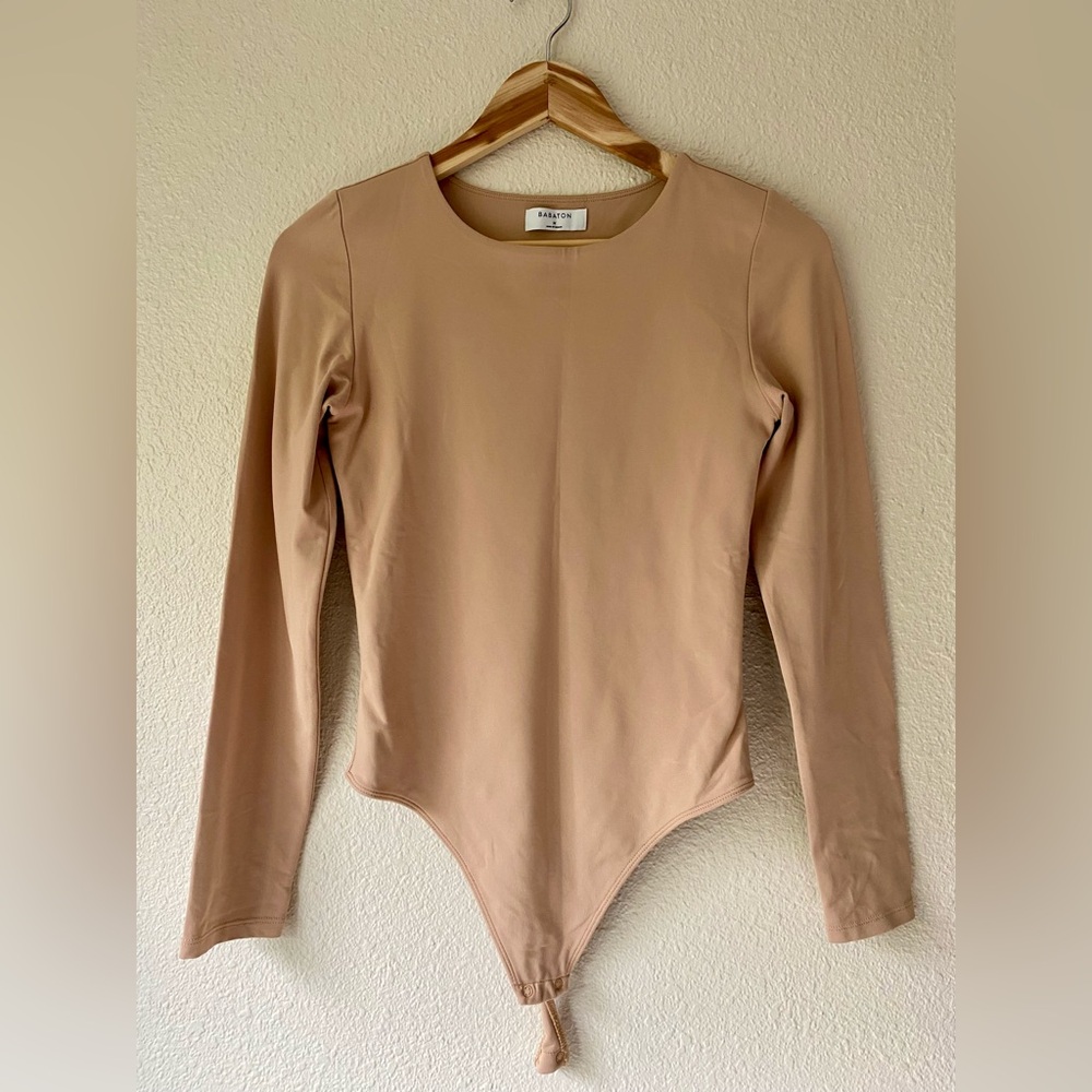 Aritzia Babaton Tan Long Sleeve Bodysuit